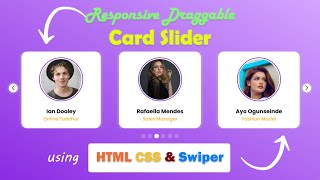 Responsive Draggable Card Slider using HTML CSS amp Swiper JS [upl. by Indira341]