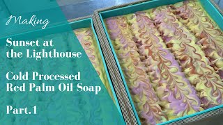 Making Sunset at the Lighthouse  Red Palm Oil Soap  Part 1 [upl. by Htinek]