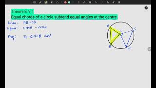 Class 9  Theorem 91Explained and proved  Ch 9 CIRCLES [upl. by Akimal]