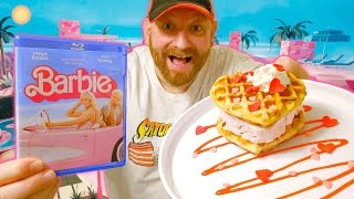 HEART SHAPED STRAWBERRY WAFFLE ICE CREAM SANDWICHES w BARBIE amp KEN Saturday Night Snack and a Movie [upl. by Arlinda]