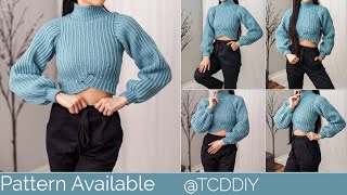 How to Crochet Cropped Mock Neck Sweater  Pattern amp Tutorial DIY [upl. by Pall]