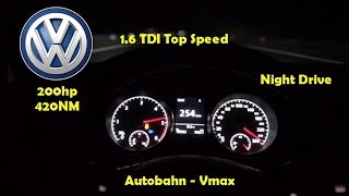 VW Golf 7  16 TDI 254 kmh  200hp 420NM  Autobahn  Night Drive  Top Speed  Vmax  GTD1449 [upl. by Nivrehs302]