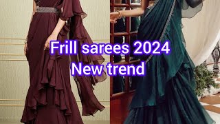 frill saree collection new trending frill sarees 2024💫💫 [upl. by Ardeed374]