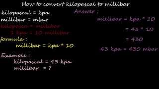 how to kilopascal kpa to millibar  pressure converter [upl. by Kistner]