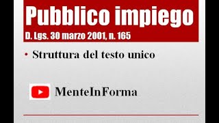 Testo Unico Pubblico Impiego D Lgs n 165 del 2001 Parte 1 [upl. by Llevrac]