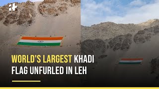 Ladakh Worlds Largest Khadi Flag Unfurled In Leh [upl. by Aruasor68]