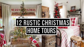 12 Antique Farmhouse Christmas Home Tours  Music Only [upl. by Aihsotal]