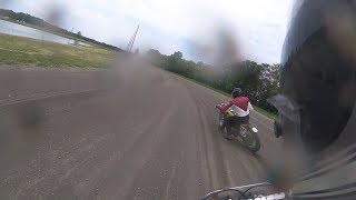 Couple of 250s trying to chase down a BSA 650 Flattrack motorcycle racing [upl. by Bittner]