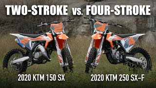 TwoStroke vs FourStroke KTM 150 SX vs KTM 250 SXF [upl. by Hayyifas369]