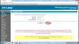 TPLINK 300Mbps Kablosuz N USB ADSL2 Modem Router TDW8968 Kurulum Videosu [upl. by Kimble]