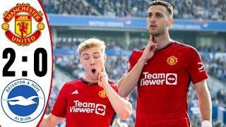 Brighton vs Manchester United 02 HIGHLIGHTS  Rasmus Højlund Goal Premier League 2024 [upl. by Adnima]