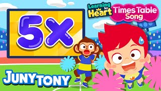 5 Times Table Song  Multiply by 5  School Songs  Multiplication Songs for Kids  JunyTony [upl. by Olim964]