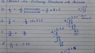 Write the following fractions in decimal number [upl. by Nolad]