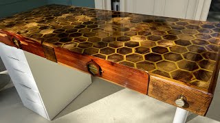 Epoxy Resin Desk Honeycomb design DIY [upl. by Mueller]