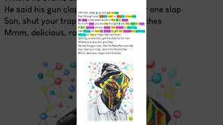 MF DOOM  Rapp Snitch Knishes Lyrics Rhyme Scheme Highlighted bars DOOM rhymes [upl. by Dorita]