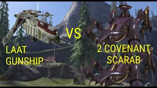 Republic LAATGunship vs TWO Covenant Scarabs Halo 3 campaign forge [upl. by Ardnohsed]