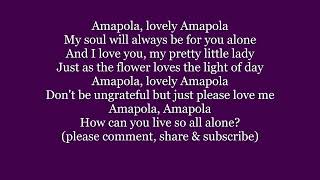 AMAPOLA Lyrics Words text trending Spanish English Bocelli Crosby Cole sing along song music [upl. by Arraic]