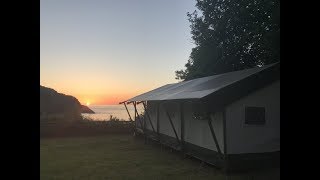 Glamping in a Safari Tent at Sandaway Beach Devon [upl. by Ahsillek]