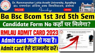 RMLAU Ba Bsc Bcom 1st 3rd 5th Sem Ka Admit Card Kaise Download Karein 2023 Rmlau Admit Card 2023 [upl. by Niaz]