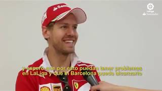 F1 2017 Spanish GP  Santander Challenge highlights  interviews with Vettel and Raikkonen [upl. by Ilahtan433]