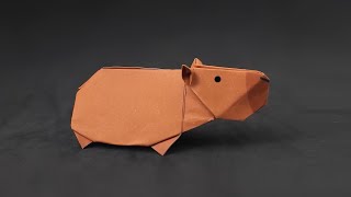 Easy Origami Capybara  How to Fold  English Voice Instructions [upl. by Deland]