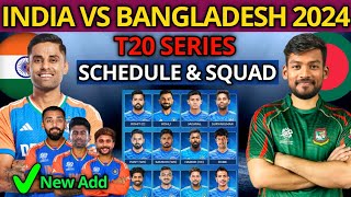 Bangladesh Tour Of India 2024  India vs Bangladesh T20 Squad 2024  Ind vs Ban T20 2024 Squad [upl. by Ylrevaw]