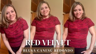 Blusa Red velvet  topdown redondo a crochet [upl. by Ymmij]