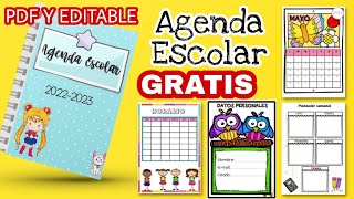 Agenda Escolar 2022 para imprimir GRATIS👉PDF y EDITABLE [upl. by Airelav]