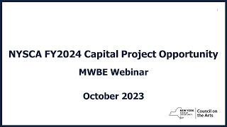 FY2024 Capital Opportunity MWBE Webinar [upl. by Llerol249]