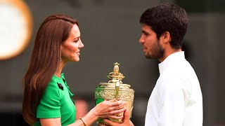 Princess Catherine beams as she hands Wimbledon mens champion Carlos Alcaraz the trophy [upl. by Bryant688]