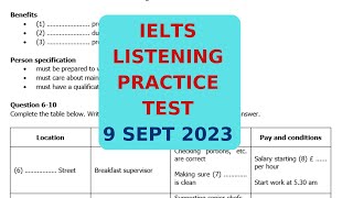 IELTS LISTENING PRACTICE TEST 9 SEPT 2023 [upl. by Seditsira744]