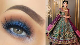 Halo Teal Pop of colour Smokey Eye Makeup soft blue smokey eye makeup tutorial [upl. by Adialeda35]