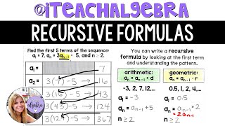 Algebra 1  Recursive Formulas  Arithmetic and Geometric [upl. by Anayra15]