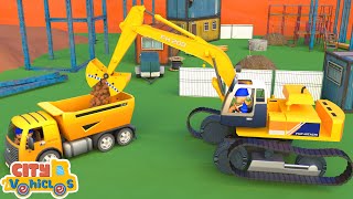 Construction Vehicles Assembly Show assemble excavator for kidsbulldozer tractor and crane truck [upl. by Reade432]