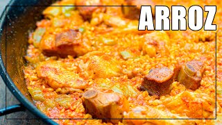 Cómo hacer PAELLA de CARNE ►Arroz con Costilla de cerdo y pollo 😍😍😍 [upl. by Agathy]