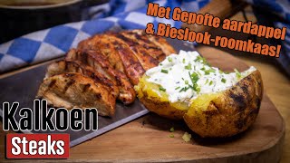 Kalkoen steaks met Maple Glaze amp Gepofte aardappel met Bieslookroomkaas [upl. by Erlene918]