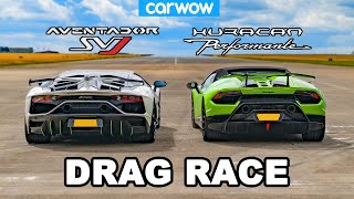 Lamborghini Aventador SVJ vs Huracan Performante DRAG RACE [upl. by Bearce]