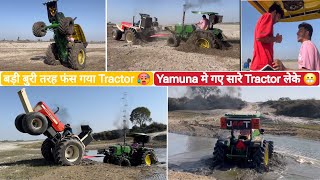 आज तो बच गया Tractor पलटने से 🧐 Johndeere 5050D फ़स गया Jamna River में  Full Fun 🔥 [upl. by Hole]