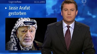 Tagesschau vor 20 Jahren 11112004  Jens Riewa Jassir Arafat gestorben [upl. by Oelgnaed]