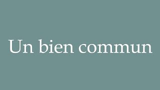 How to Pronounce Un bien commun A common good Correctly in French [upl. by Tezile]