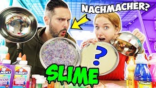 NACHMACHER SLIME CHALLENGE Wer kann Kathis Slime nachmachen amp wird zum Schleimexperten Nina vs Kaan [upl. by Ahsed]