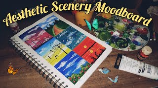 Aesthetic moodboard scenery painting idea  Aesthetic landscape moodboard  Acrylic paintings [upl. by Pippas]