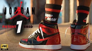 EARLY LOOK JORDAN 1 PATENT BRED THE MOVIE DETAILED REVIEW amp ON FEET W LACE SWAPS [upl. by Trip]