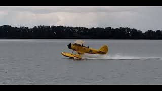 1939 N3N on floats take off from Lost Peninsula Marina [upl. by Kowtko]