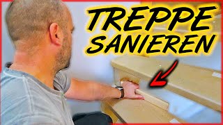 TREPPE SANIEREN  Treppenstufen verkleiden amp Holz richtig sägen  Home Build Solution [upl. by Sopher]