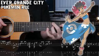 Ever Grande City  Pokemon RubySapphireEmerald  Fingerstyle Guitar Tutorial  TAB [upl. by Agace]