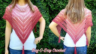 HOW TO CROCHET A LIGHTWEIGHT SHAWL  SWEET CHERRY WINE SHAWL  BAG O DAY CROCHET TUTORIAL 499 [upl. by Neelrac]