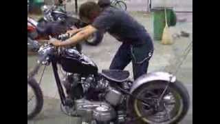 1959 ironhead sportster chopper kick start [upl. by Oniotna713]