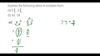 Express the following ratios in simplest form a 6 15  2 13 b 4256 [upl. by Resneps]