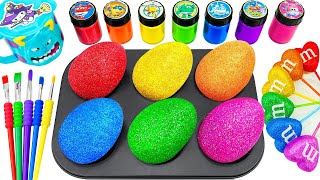 ❤🧡💛💚💙Satisfying Video How To Make Color EGGS with Rainbow Lollipop Hearts Candy MampM Cutting ASMR [upl. by Alig]